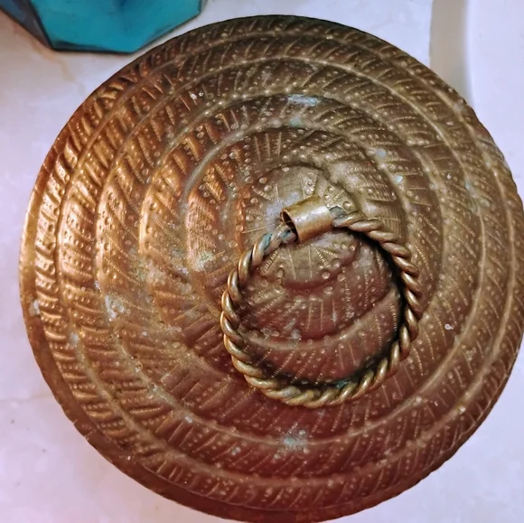 Vintage Brass Beehive with Lid